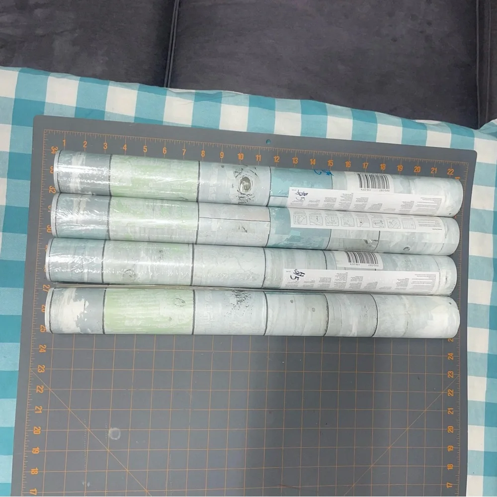 Decorative Blue and White Wallpaper Rolls 3 unopened 1 opened